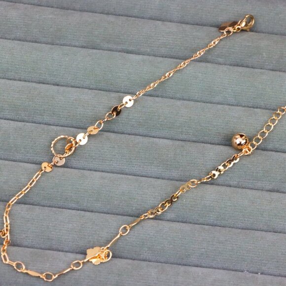 "Rose Gold Anklet with Star & Charm Accents, XPAL1034 - Picture 11 of 12